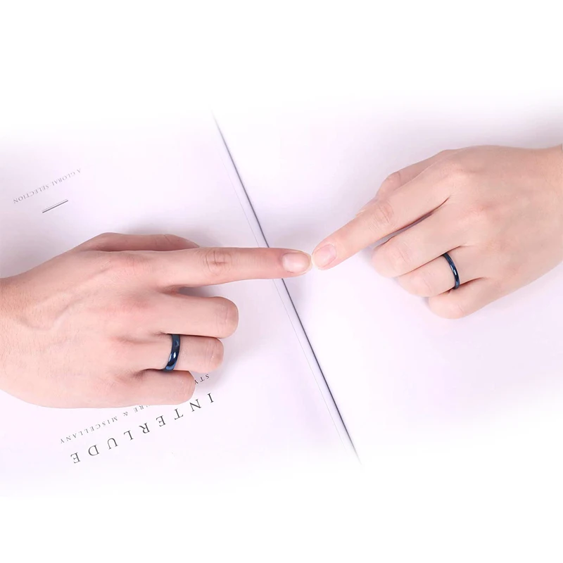 Bague en Titane Poli Bleu pour Homme – Image 5