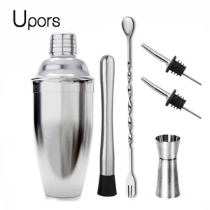 UPORS Shaker à Cocktail Professionnel en Acier Inoxydable (550-750mL) avec Accessoires