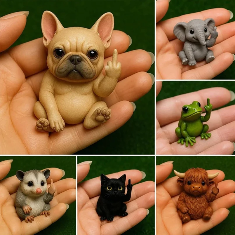 Figurine Amusante de Chien, Chat ou Grenouille avec un Doigt d'Honneur – Image 4