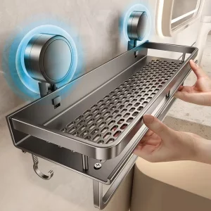 Étagère de Salle de Bain Aluminium avec Ventouse