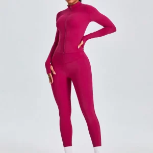 Fitfemme Ensemble de Sport Femme - Veste Col Montant et Leggings Taille Haute