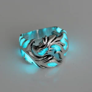 Bague Dragon Lumineuse Gothique Ajustable pour Homme