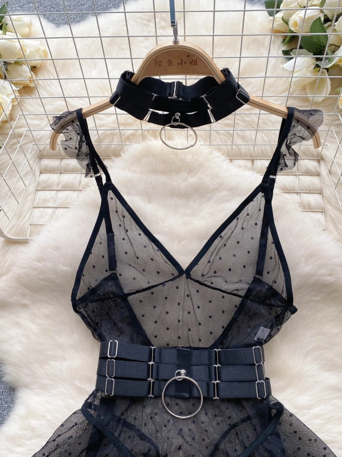 Body Sexy en Mesh "Astronomie" avec col V et volants – Image 2