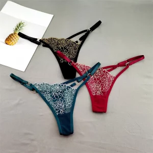 Ensemble 3 pièces Lingerie Sexy Dentelle Florale pour Femmes