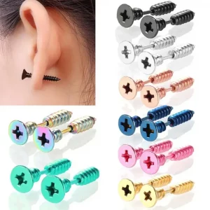 Boucles d'Oreilles Vis en Acier Inoxydable - Style Punk et Tendance