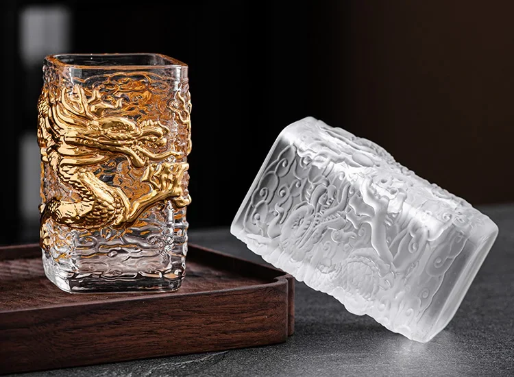 Tasse Dragon Doré en Verre Cristal Résistant à la Chaleur – Image 5