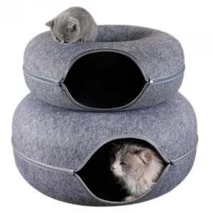 Tunnel de Jeu Rond en Feutre pour Chat