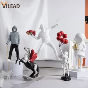 Statue Banksy "Flower Thrower" en Résine - Style Pop Art Urbain