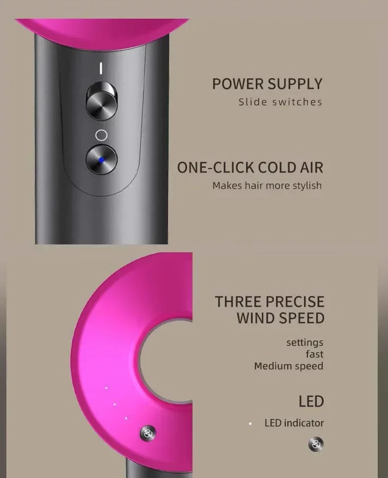 Sèche-cheveux Professionnel Sans Feuilles OUIO - Ionique, 1600W – Image 2