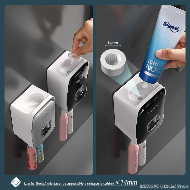 MENGNI Distributeur Automatique de Dentifrice Mural avec Support Porte-Brosse à Dents – Image 3