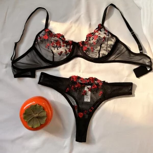 Ensemble Lingerie Sexy Brodé Floral Femme