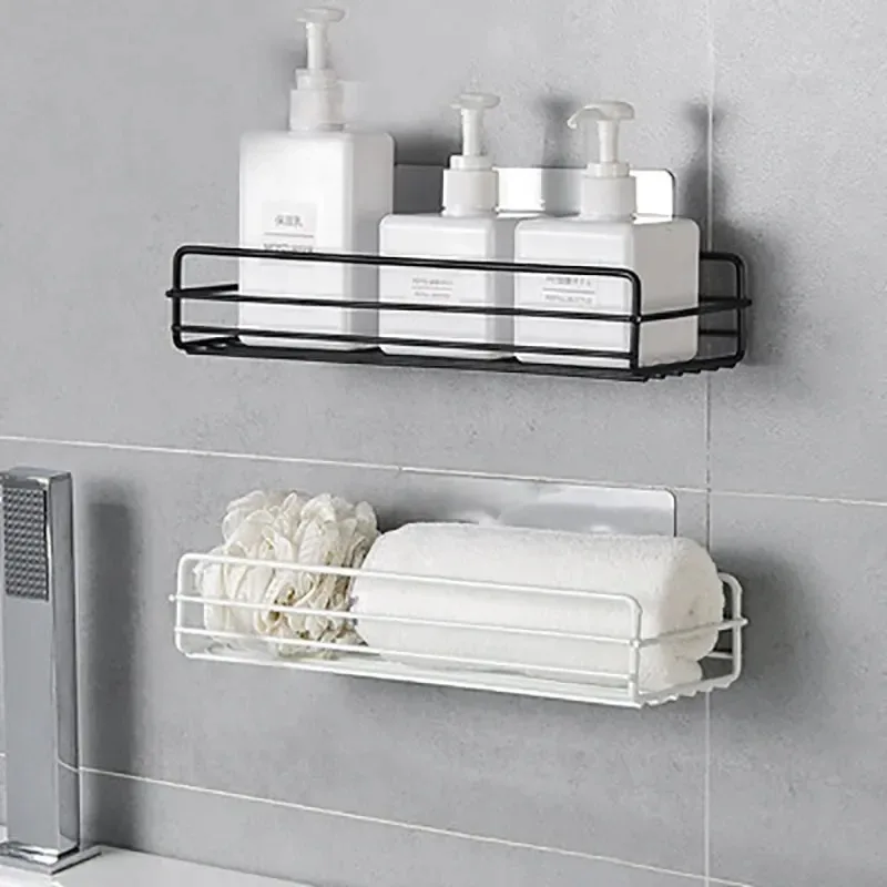 Étagère d'angle pour salle de bain en métal, sans perçage – Image 4