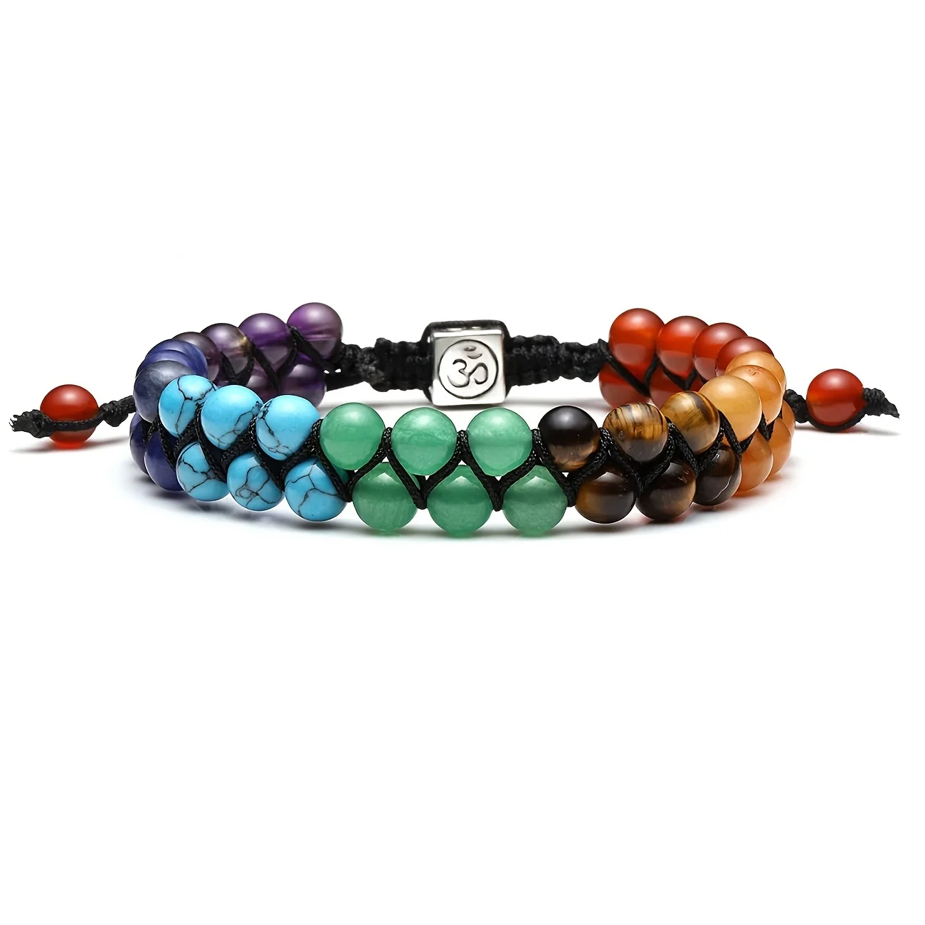Bracelet 7 Chakras Pierres Naturelles Om Yoga Méditation Réglable – Image 2