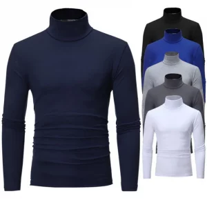 Pull Homme Col Roulé Ajusté Polyester - T-Shirt Manches Longues Base Layer Automne