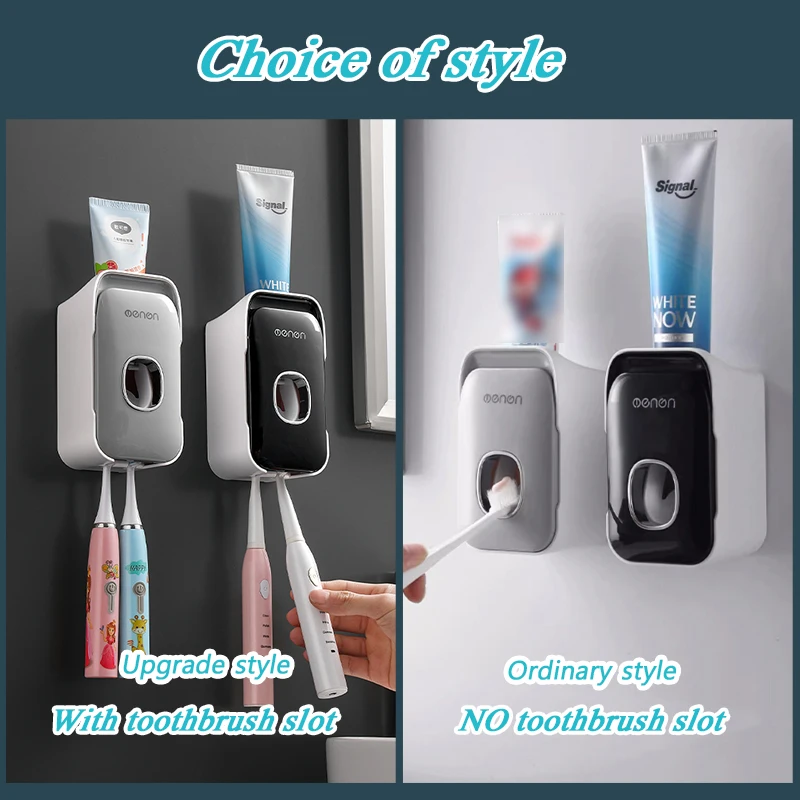 MENGNI Distributeur Automatique de Dentifrice Mural avec Support Porte-Brosse à Dents – Image 2
