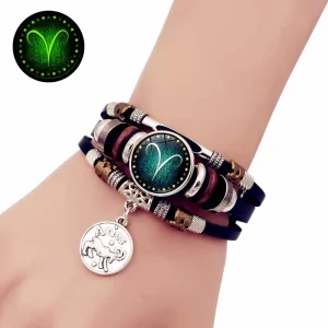 Bracelet Lumineux Zodiaque en Cuir Perlé