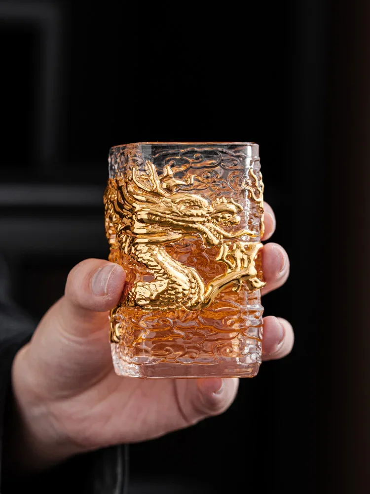 Tasse Dragon Doré en Verre Cristal Résistant à la Chaleur – Image 2