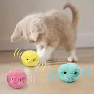 Balle Interactive Sonore pour Chat - Peluche Électrique avec Herbe à Chat
