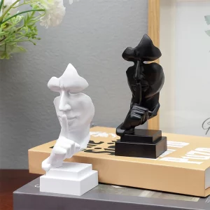 Statue Gardien Secret "Chut" - Décoration Moderne en Plastique