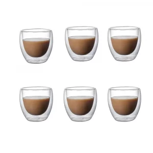 Set de 6 Tasses à Café Double Paroi 80ml