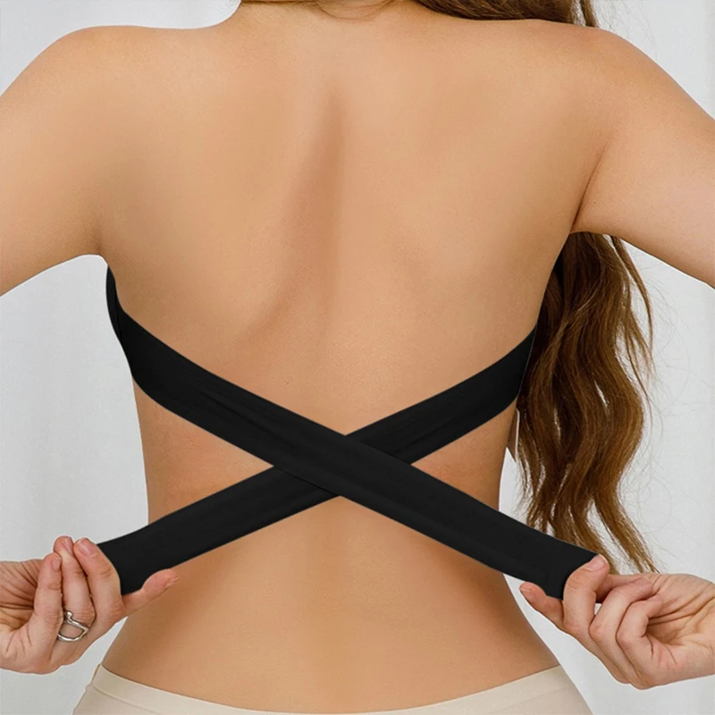 Soutien-gorge sans bretelles sans couture pour femmes, rembourré amovible, haut en soie glacée douce, sous-vêtements sans bretelles, sûr, antidérapant, Push Up, haut tubulaire Sexy – Image 5