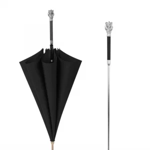 Parapluie Canne Vintage Noir Luxe pour Gentleman | Poignée Amovible