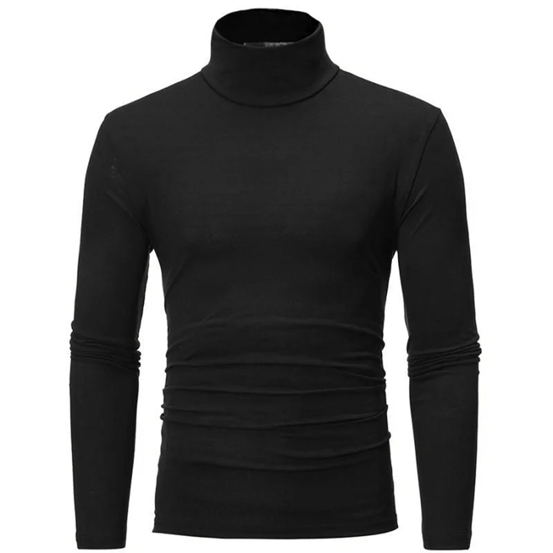 Pull Homme Col Roulé Ajusté Polyester - T-Shirt Manches Longues Base Layer Automne – Image 2