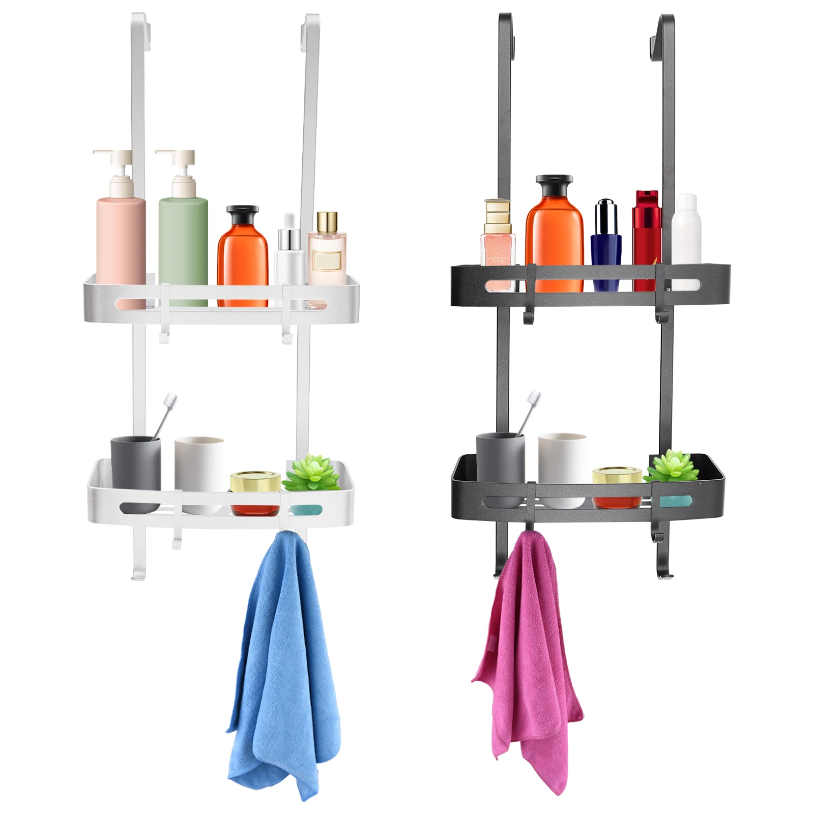 Étagère de Douche Suspendue à 2 Niveaux en Aluminium Spatial – Image 2