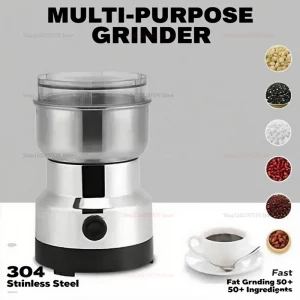 Broyeur Électrique Multifonction Acier Inoxydable (150W) | Moulin à Épices, Grains de Café, Céréales