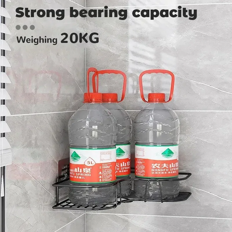 Étagère d'angle pour salle de bain en métal, sans perçage – Image 2