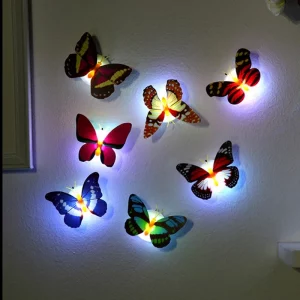 Papillon LED Lumineux Autocollant - Décoration Murale Colorée