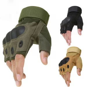 Gants Tactiques Mi-Doigts Hommes - Gants Combat Paintball Chasse Tir Sans Doigts