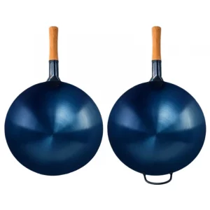 Wok Rond en Acier Carbone Pré-Assaisonné - 32cm