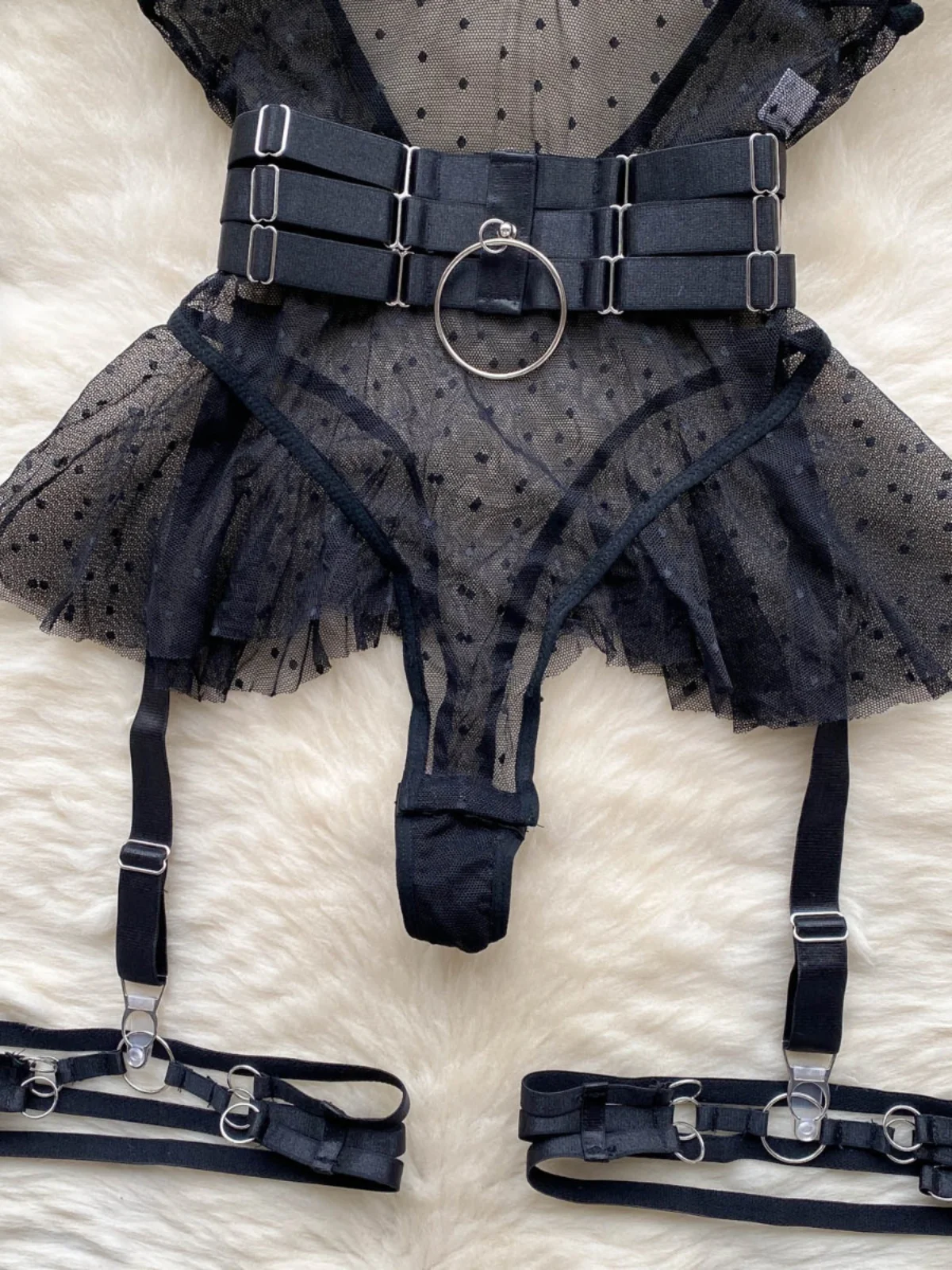 Body Sexy en Mesh "Astronomie" avec col V et volants – Image 4