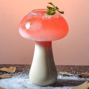 Verre à Cocktail Champignon Créatif avec Paille
