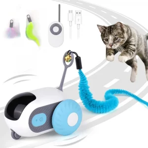Voiture Jouet Intelligente pour Chat avec Télécommande - Mouvement Automatique Interactif