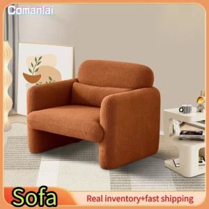 Canapé Lounge Peluche Moderne Orange Comanlai