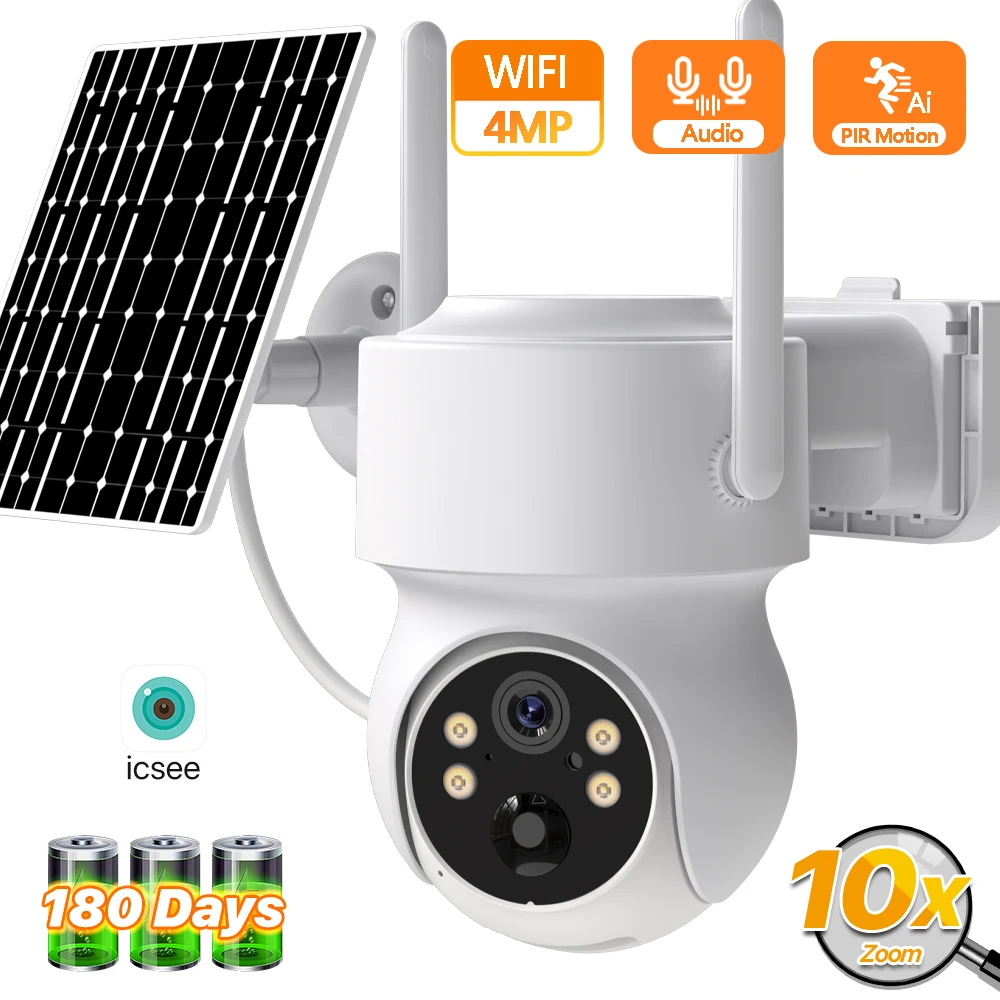 Caméra de Surveillance Solaire PTZ 4MP avec WiFi et Batterie