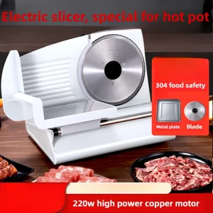 Trancheuse Électrique Domestique et Commerciale - 220V, Lame 190mm, Épaisseur Réglable