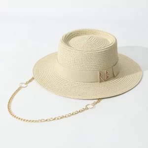 Chapeau de Paille Élégant pour Femme avec Ruban - Parfait pour l'Été et la Plage