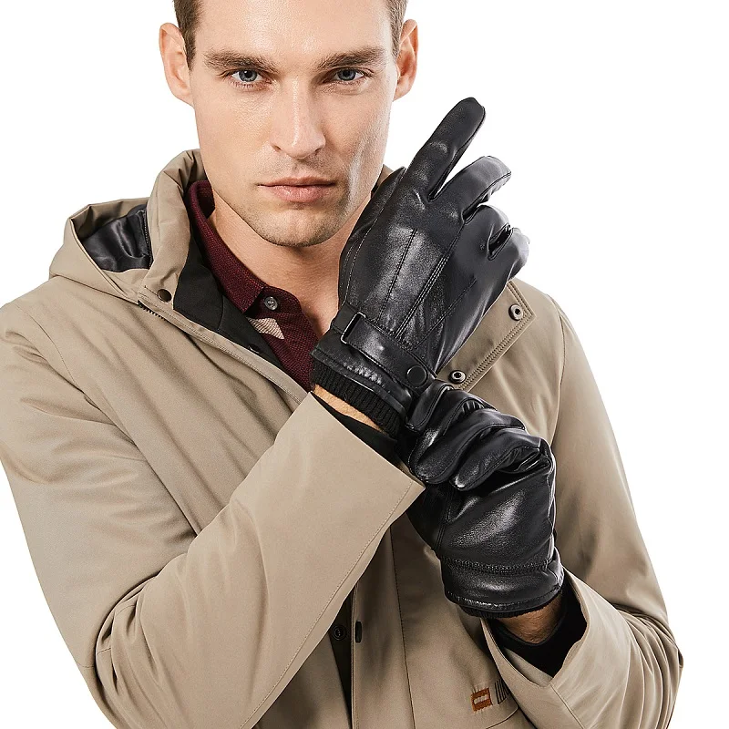Gants en Cuir de Mouton BISON DENIM pour Homme - Tactiles et Chauds – Image 3