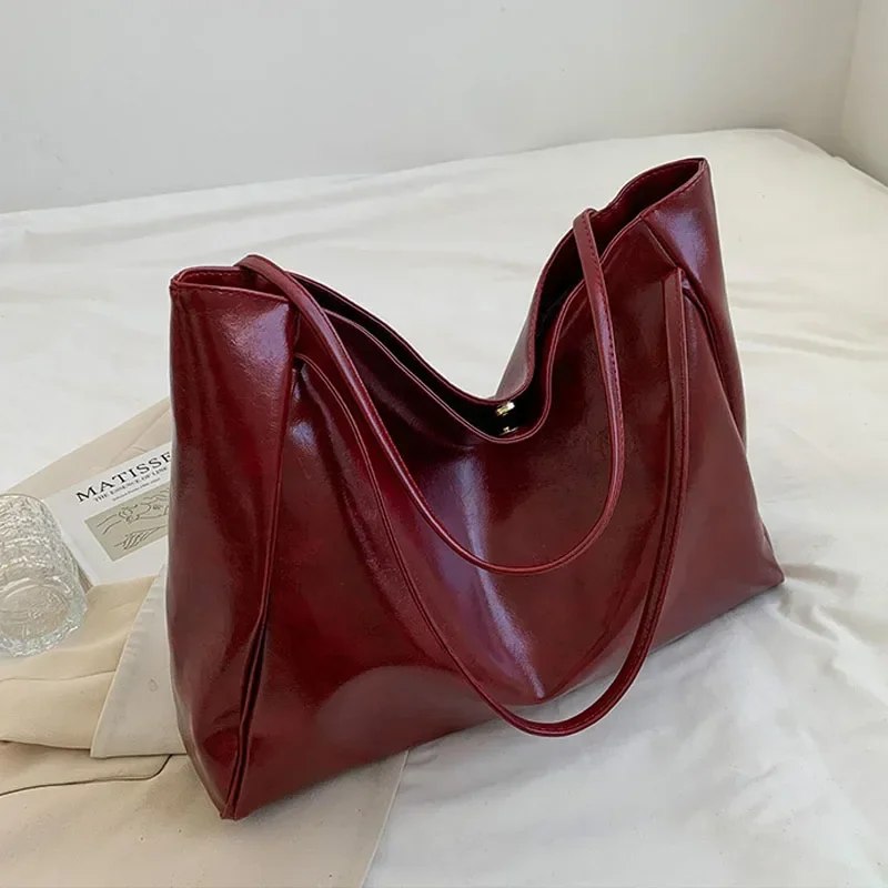 Sac seau rétro en cuir PU souple pour femme