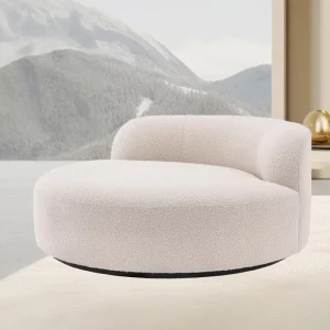 Canapé Rond Moelleux en Polaire d'Agneau - Blanc Cassé Épuré