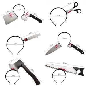 Cerceau de Cheveux Effrayant Halloween avec Faux Sang et Armes