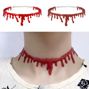 Collier Ras du Cou Gouttes de Sang Halloween Vampire