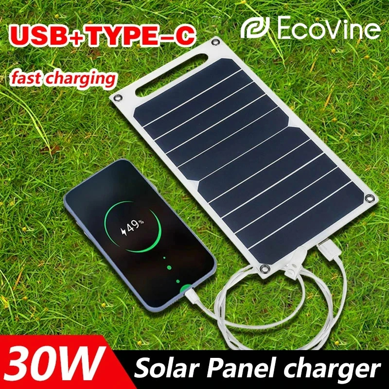 Panneau Solaire Portable 30W USB Type-C Flexible et Léger