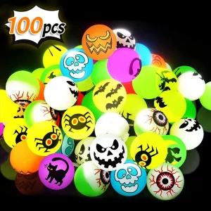 10/100pcs Balles Rebondissantes Halloween Lumineuses