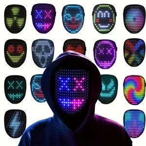 Masque LED Lumineux avec Détection de Gestes pour Halloween et Cosplay