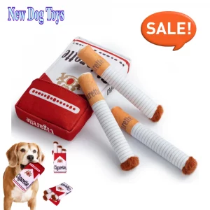 Jouet à mâcher interactif pour chien en peluche - Design cigarette amusant avec couineur