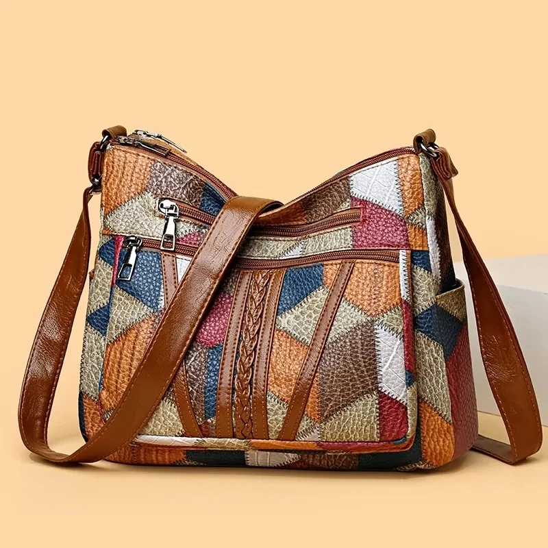 Sac Bandoulière Rétro Patchwork Femme Yogodlns